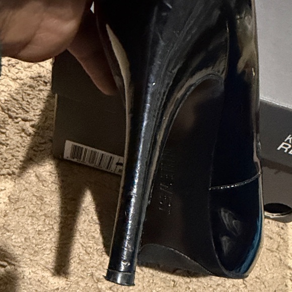 Nine West Glossy Black Peep Toe Heels - Picture 4 of 11